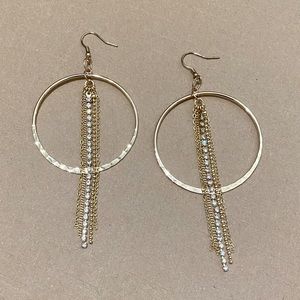 Gold Hoop Tassel Earrings